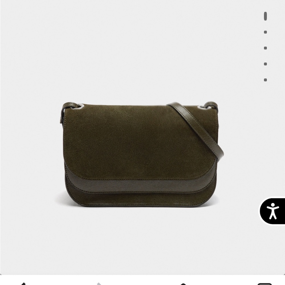Elegant Olive Green Suede/leather Crossbody Bag